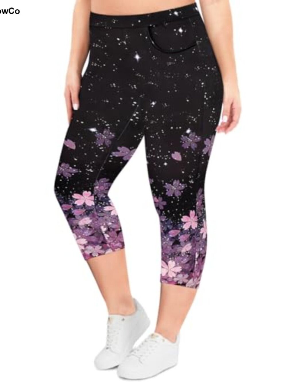 Plus Size Capri Leggings High Waist Tummy Control Knee-Length 95% Polyester 5%
